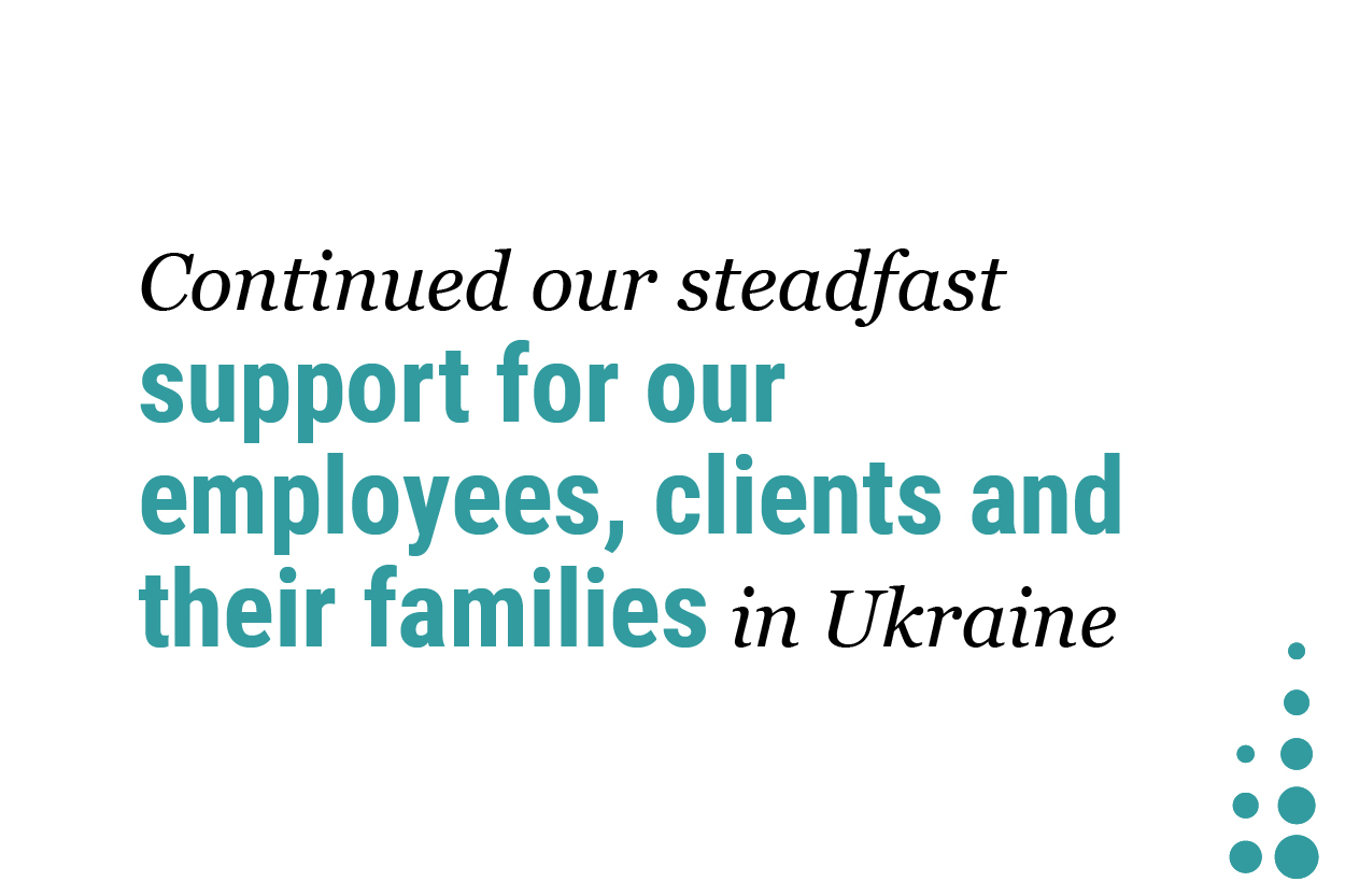 Continued our steadfast support for our employees, clients and their families in Ukraine