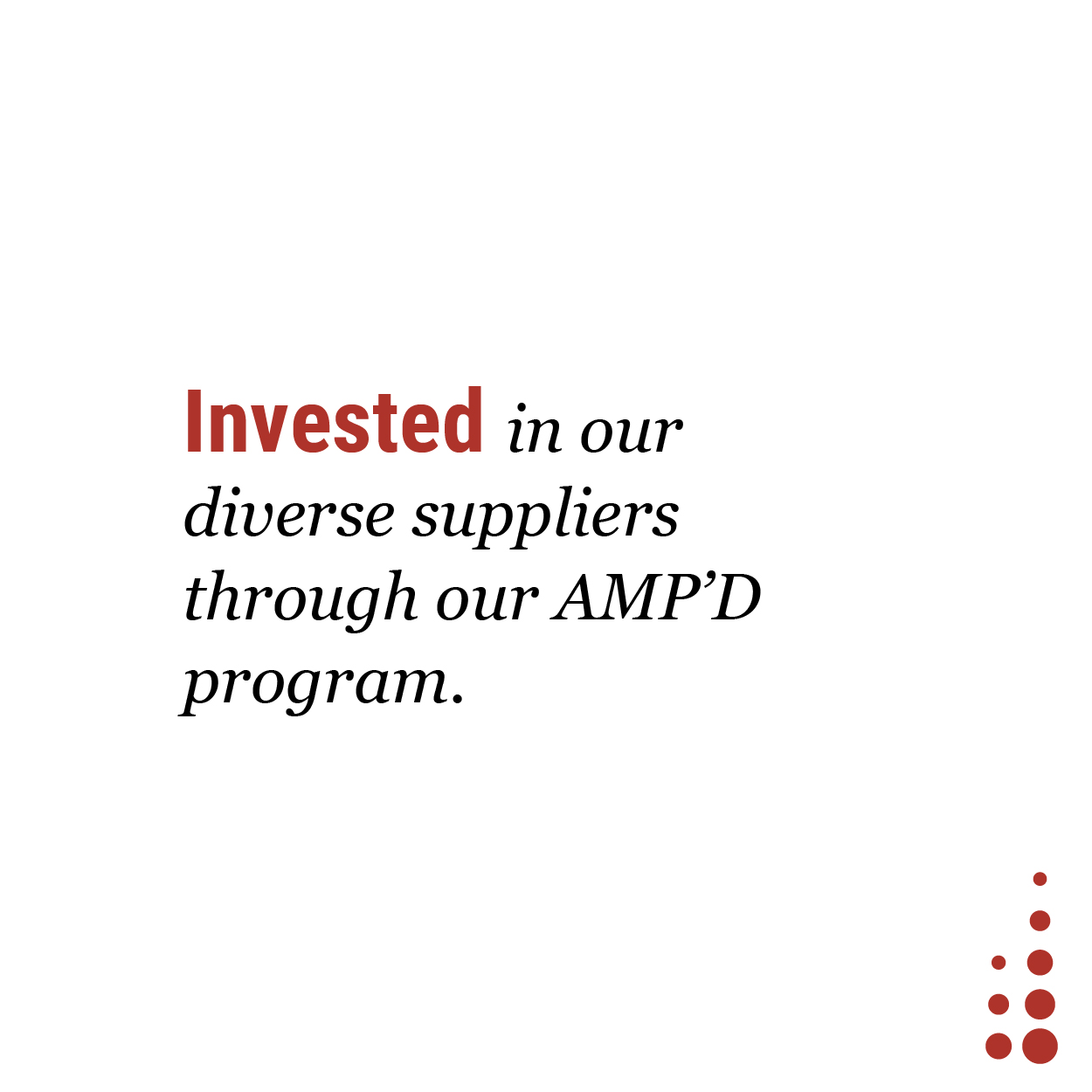 Invested in our diverse suppliers through our AMP’D program.