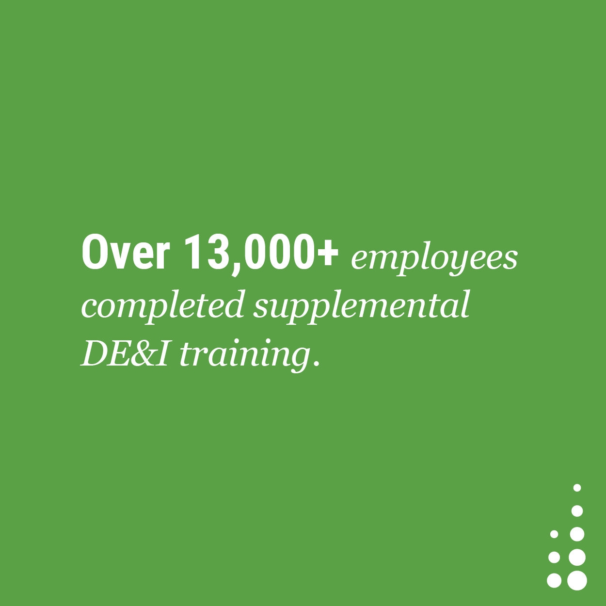 Over 13,000+ employees completed supplemental DE&I training.